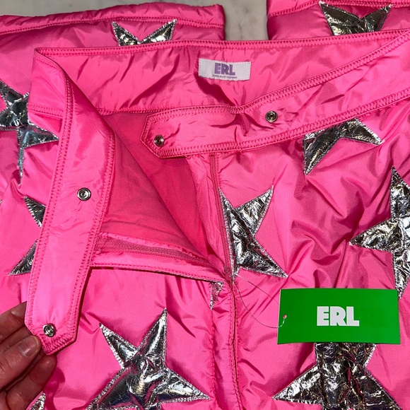 ERL Pink Star Puffer Pants Snowboarding Pants - Picture 5 of 9
